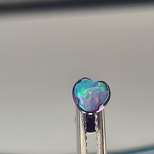 16g Titanium Light Blue Faux Opal Heart Stud Internal Thread Stud SINGLE STUD Anodized Dark Blurple in Photo *Choose Finish and Post Length*