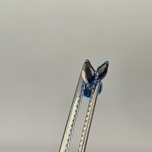 16g Titanium Marquis Leaf Black CZ Gem Stud Anodized Ice Blue in Photo *Choose Anodized Finish and Length*
