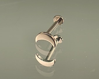 18g (1.0mm) Titanium Threadless Moon Stud High Polish Silver Finish *Choose Flatback Post Length* 5/16" (8mm) or 1/4" (6mm)