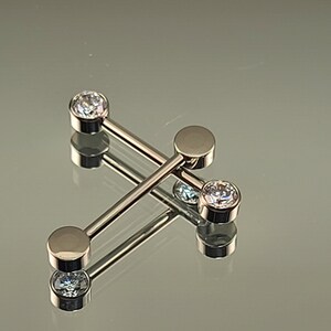 14g 1.6mm Titanium Internally Threaded Barbell Pair w/Forward Facing Gems High Polish Finish in Photo Choose Finish & Length image 6