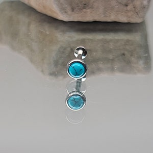 18g Stainless Surgical Steel Internal Thread Flatback Labret in 1/4" or 5/16" Length Post w/4mm Blue Howlite Cabochon pickyourpiercing