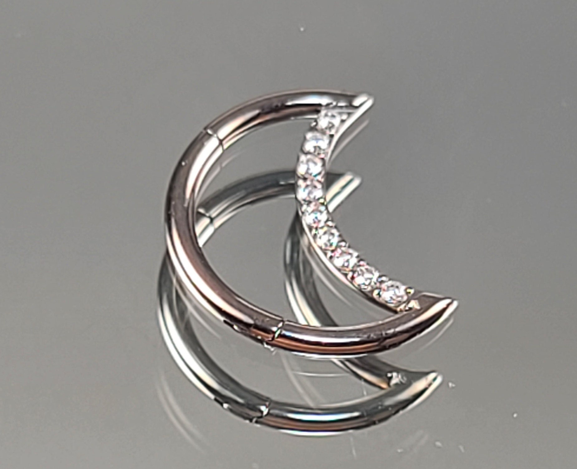 16g 1.2mm Titanium Crescent Moon Hinge Hoop High Polish | Etsy