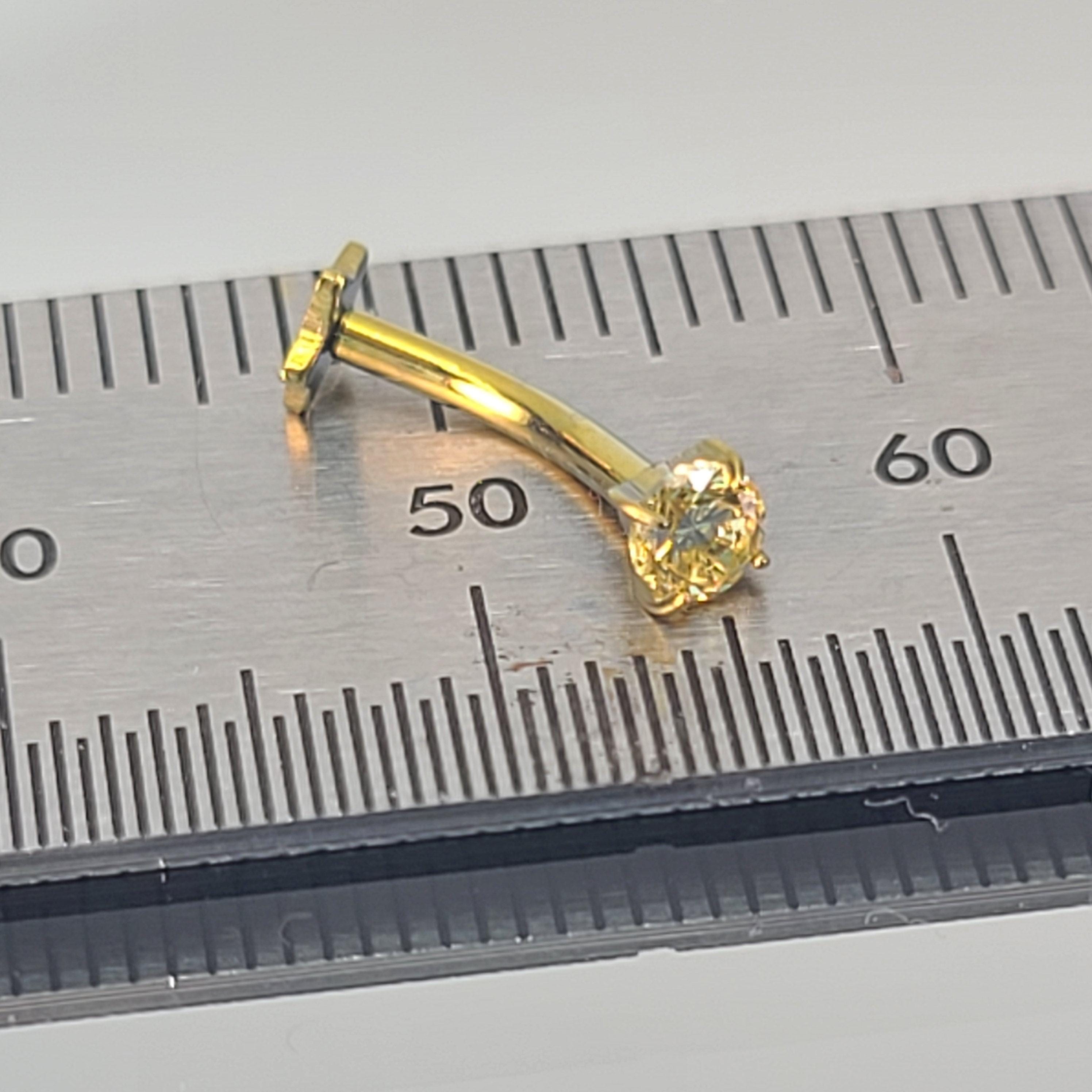 16g Titanium Internal Thread Star and Yellow Gem Curved Barbell Rook ...