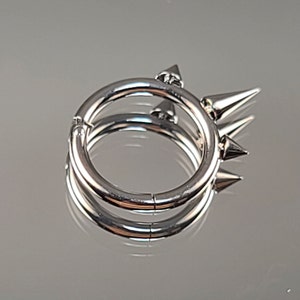 16g (1.2mm) Titanium Hinge Clasp Unicorn Triple Spike Hinge Hoop for Lip, Septum, Cartilage *Choose Diameter & Finish*