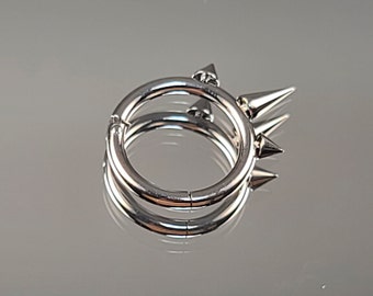 16g (1.2mm) Titanium Hinge Clasp Unicorn Triple Spike Hinge Hoop for Lip, Septum, Cartilage *Choose Diameter & Finish*