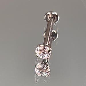 18g (1.0) Titanium Threadless 3.5mm Cubic Zirconia with 1/4" or 5/16" Length Flatback Post High Polish Silver Finish