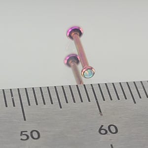 18g (1.0) Titanium Threadless 2mm White Synthetic Opal Bezel Set Minimalist Stud *Choose Anodized Finish and Post Length*
