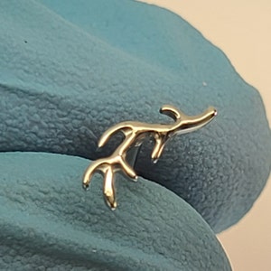 16g Branch Stud Tree Branch Internal Thread Flatback Titanium Stud *Choose Anodized Finish and Post Length* (High Polish Silver in Photos)