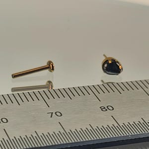 18g Titanium Threadless Faux Black Onyx Stud Oval Prong Setting Bronze Finish in Photo *Choose Anodized Finish and Post Length*