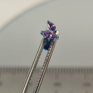 16g Titanium Marquis Leaf Purple CZ Gem Stud Anodized Ice Blue in Photo *Choose Anodized Finish and Length*