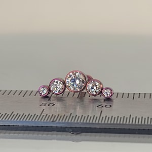 18g Titanium 5 Clear Gem Bezel Threadless Stud Anodized Fuchsia Pink Purple Finish in Photo *Choose Anodized Finish and Post Length*