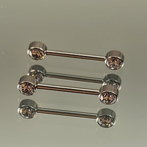 14g 1.6mm Titanium Internally Threaded Barbell Pair w/Forward Facing Gems High Polish Finish in Photo Choose Finish & Length image 3