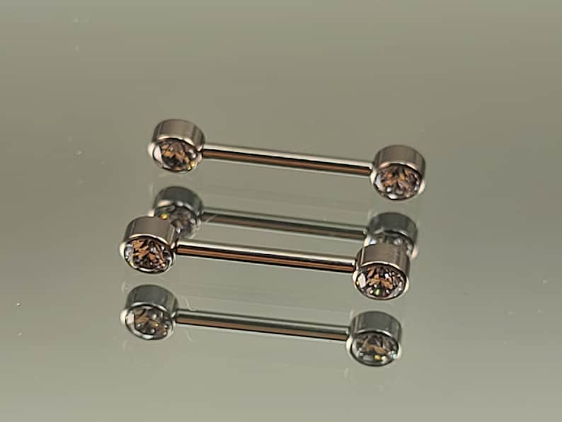 14g 1.6mm Titanium Internally Threaded Barbell Pair w/Forward Facing Gems High Polish Finish in Photo Choose Finish & Length image 3