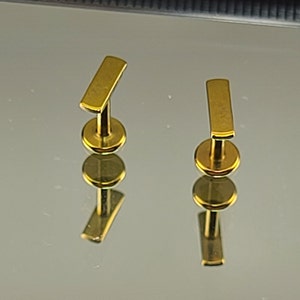16g (1.2mm) Bar Stud Pair Rectangle Earrings Bar Earrings Titanium Anodized Yellow Gold Finish in Photo *Choose Length & Finish*