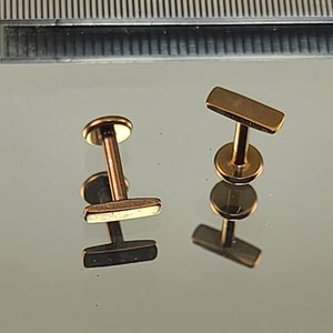 16g Bar Stud Pair Rectangle Earrings Bar Earrings Internally Threaded Titanium Anodized Bronze Finish in Photo *Choose Length & Finish*
