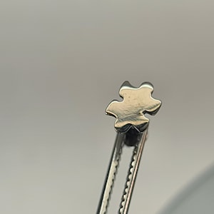 16g Puzzle Piece Stud Internal Thread Flatback Titanium Stud *Choose Anodized Finish and Post Length* (High Polish Silver in Photos)