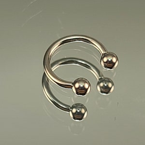 14g Titanium Silver Horseshoe Septum Ring Circular Barbell w/4mm Balls High Polish Finish in Photo *Choose Diameter & Finish*