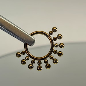 16g Water Bead Titanium Clicker Hinge Hoop for Septum, Lip, Daith, Cartilage Anodized Bronze Finish in Photo *Choose Diameter & Finish*