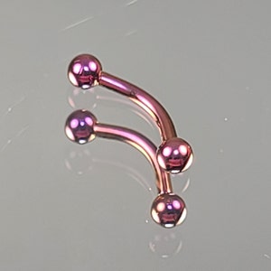 16g Titanium Curved Barbell Internally Threaded Anodized Hot Pink in Photo for Rook Eyebrow Vertical Labret *Choose Finish & Length*