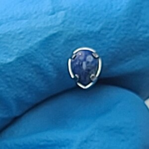 18g Titanium Threadless Faux Blue Lapis Stud Oval Prong Setting *Choose Post Length* *Choose Anodized Finish*