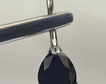 14g Titanium Navel Belly Ring Internal Thread with Black Pear Shape Cubic Zirconia Gems 7/16" (11mm) Length *Choose Anodized Finish*