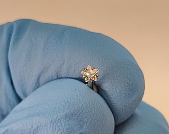 18g Clear Gem Star Stud Titanium Threadless Stud for Cartilage Nose Tragus Lip *Choose Anodized Finish* Choose Length