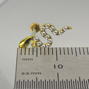 18g Titanium Threadless Gem Snake Cartilage Stud *Choose Anodized Finish & Post Length*