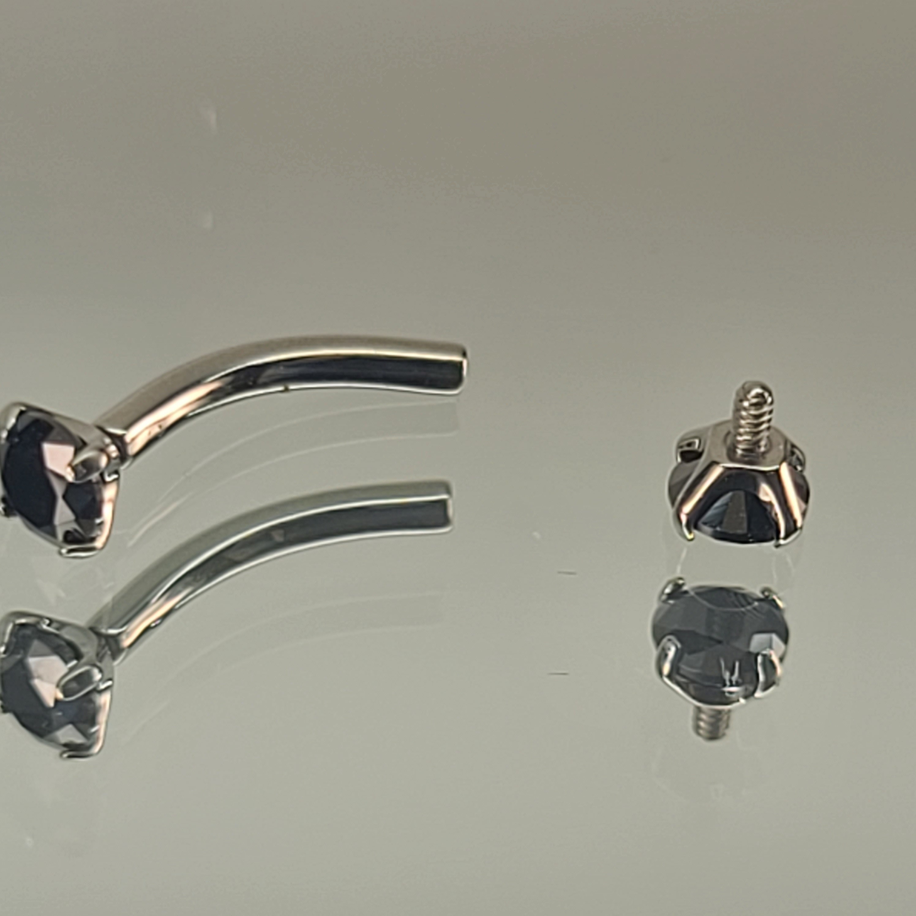 16g Titanium Curved Barbell Internal Thread 3mm Black Cubic Zirconia CZ ...