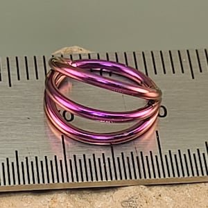 16g Titanium Septum Ring Triple Open Stack Hinge Hoop Anodized Fuchsia Pink Purple Finish in Photo *Choose Diameter and Finish*