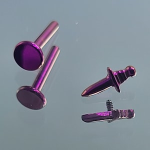 16g Dagger Stud Knife Flatback Titanium Stud *Choose Anodized Finish and Post Length* (Fuchsia in Photos)