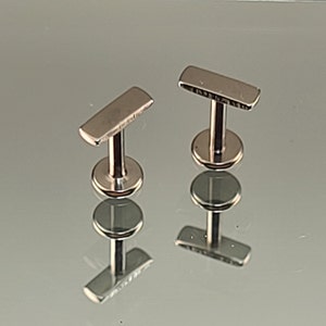 16g (1.2mm) Bar Stud *ONE PAIR* Rectangle Earrings Bar Earrings Titanium High Polish Silver Finish *Choose Length & Post Length*