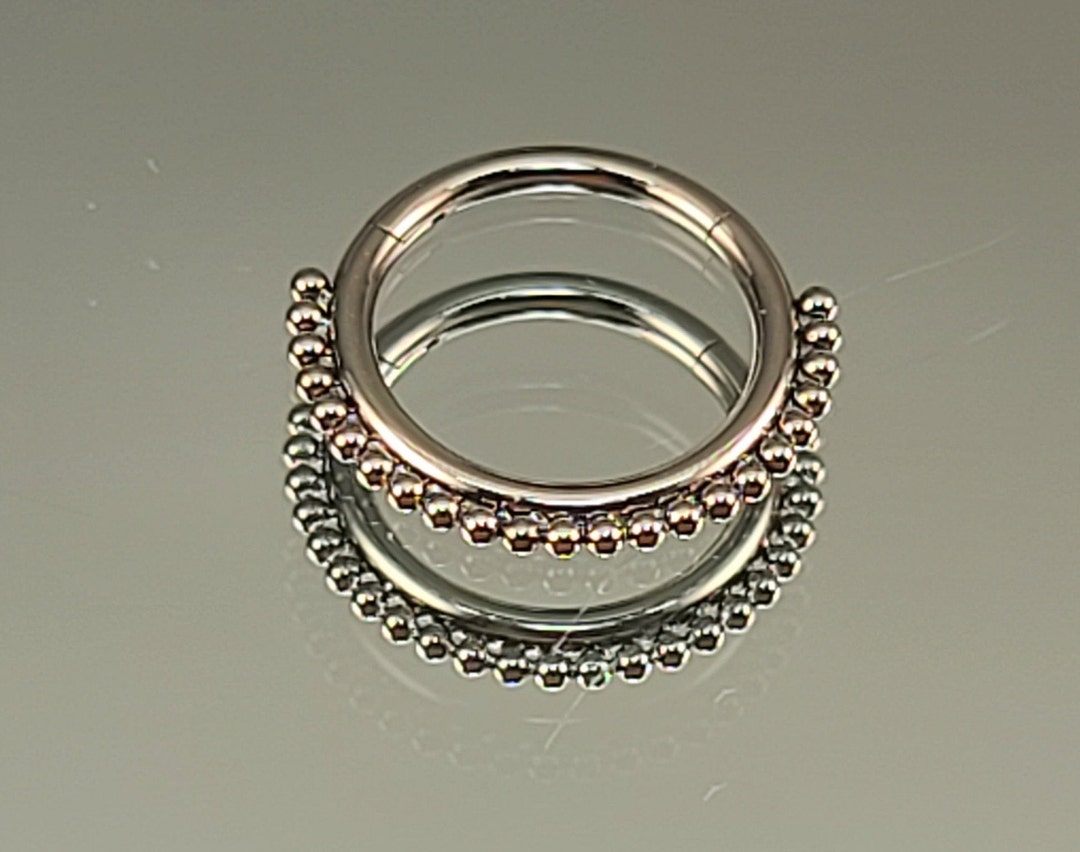 Silver Clicker 16g (1.2mm) High Polish Silver Clicker Single Row Beaded Titanium ...