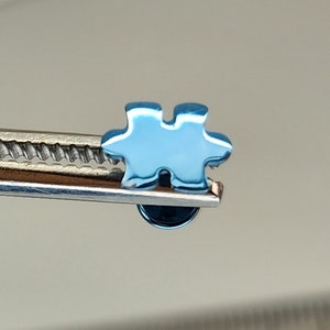 16g Puzzle Piece Stud Internal Thread Flatback Titanium Stud *Choose Anodized Finish and Post Length* (Ice Blue Finish in Photos)