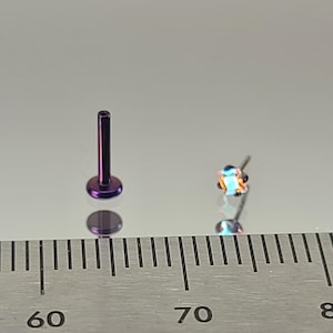 18g Titanium Threadless Stud 2mm AB Iridescent Cubic Zirconia Prong Setting Dark Blurple in Photo *Choose Post Length and Anodized Finish*