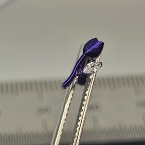16g Titanium Rosebud + Marquis Clear CZ Gem Internal Thread Stud *SINGLE* Blurple Finish in Photo *Choose Length & Anodized Finish Color*