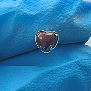 18g Titanium Threadless Faux Bloodstone Heart Stud High Polish Silver Finish *Choose Anodized Finish & Post Length*