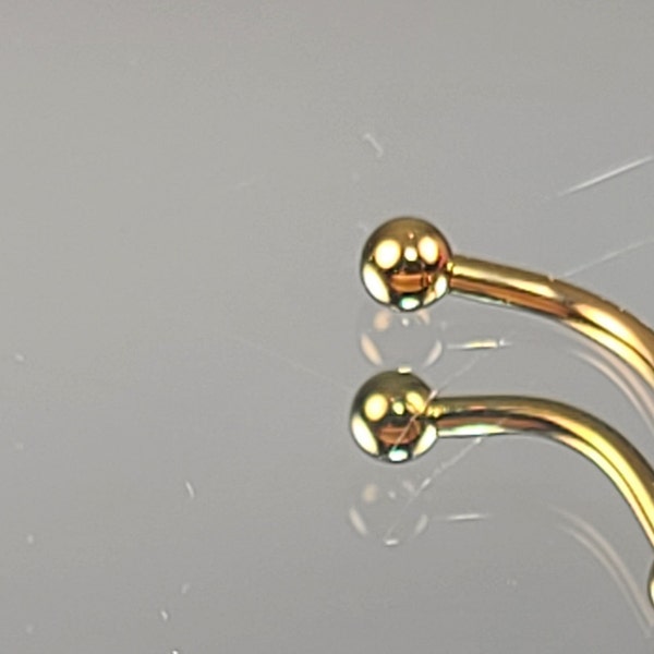 16g (1.2mm) Titanium Internal Thread Curved Barbell in Anodized Yellow Gold for Rook Eyebrow Vertical Labret *Choose Length & Finish*