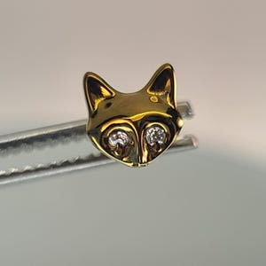 18g Titanium Threadless Fox Stud with Clear Cubic Zirconia Gem Eyes Anodized Bronze Finish in Photo *Choose Anodized Finish & Post Length*
