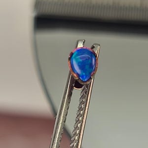 18g Titanium Threadless 5mm Blue Synthetic Opal Oval Setting Top Anodized Fuchsia Pink Purple in Photo *Choose Anodized Finish and Length*