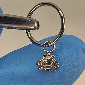 Titanium Hinge Hoop with Bee Dangle Charm *Choose Gauge/Diameter and Anodized Finish Hoop Color*