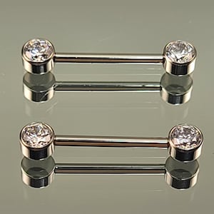 14g 1.6mm Titanium Internally Threaded Barbell Pair w/Forward Facing Gems High Polish Finish in Photo Choose Finish & Length image 1