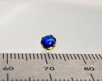 14g Titanium Dermal Top 4mm Deep Blue Faux Opal Yellow Gold in Photo *Choose Anodized Finish Color at Checkout*