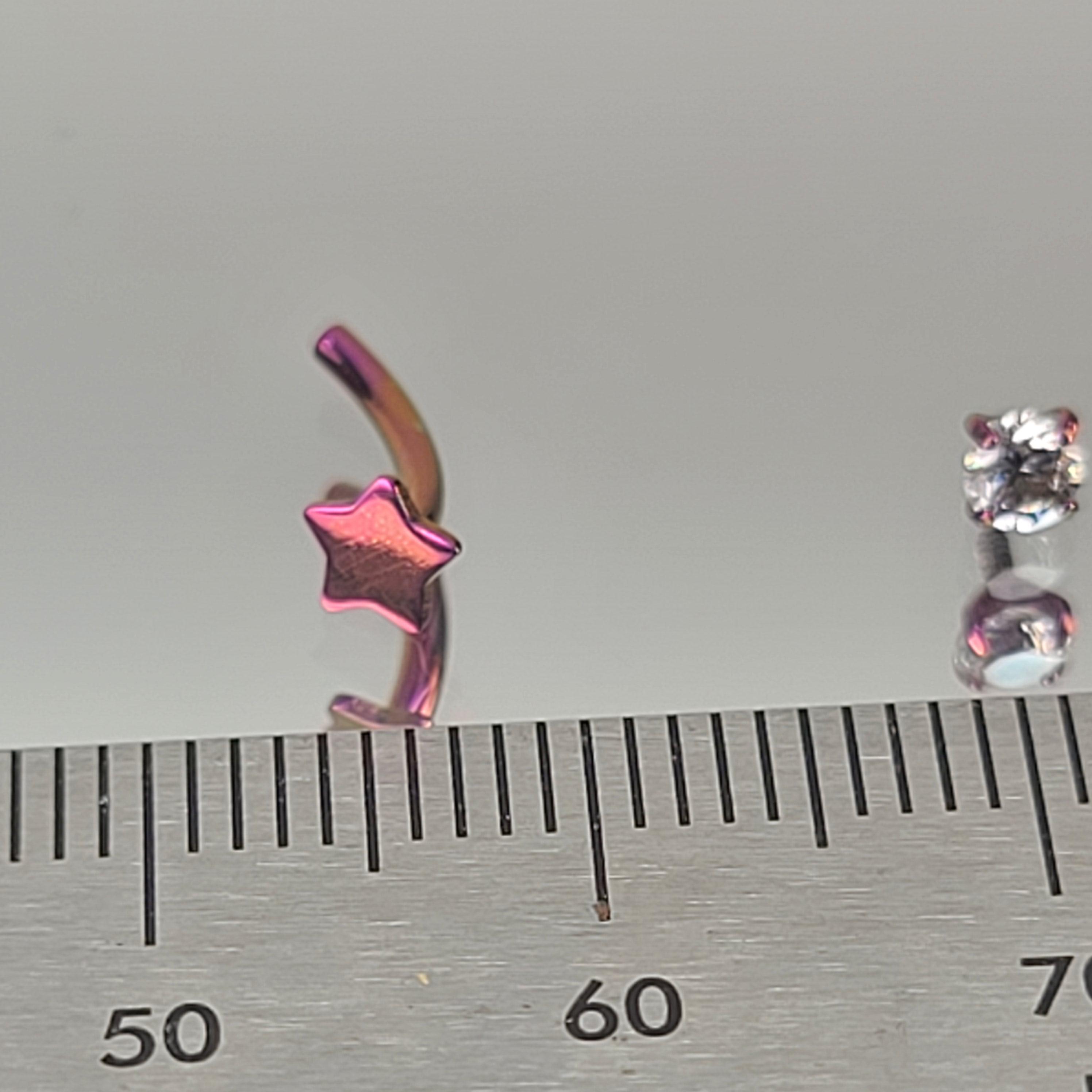 16g Titanium Internal Thread Star + Gem Curved Barbell Rook Eyebrow ...