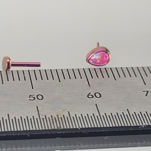 18g Titanium Threadless Oval Pink Opal Stud Anodized Fuchsia Pink Purple in Photo *Choose Post Length & Choose Anodized Finish*