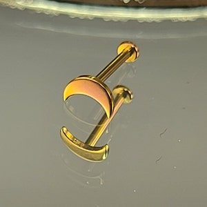 18g (1.0mm) Titanium Threadless Moon Stud Anodized Rose Gold Finish in Photo *Choose Anodized Finish & Post Length*