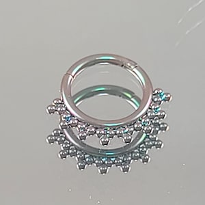 16g (1.2mm) Granule Beaded Titanium Clicker Hinge Hoop for Septum, Daith, Cartilage *Choose Diameter & Finish Color*