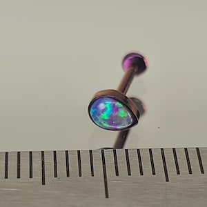 18g Titanium Threadless Oval Purple Opal Stud Anodized Dark Blurple Finish in Photo *Choose Post Length & Choose Anodized Finish*