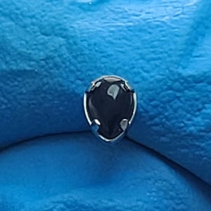18g Titanium Threadless Faux Black Agate Stud Oval Prong Setting *Choose Post Length* *Choose Anodized Finish*