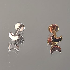 16g (1.2mm) Moon Crescent Stud Titanium Internal Thread Stud w/your choice 1/4" or 5/16" Length Choose 1 of 4 Anodized Finishes
