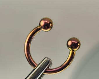 14g Titanium Circular Barbell Horseshoe *Choose Diameter* w/4mm Balls Septum Rose Gold Finish in Photo *Choose Finish and Diameter*